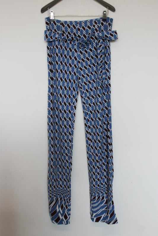PRADA Ladies Blue/Brown/White Belted Trousers EU36 UK8 NEW