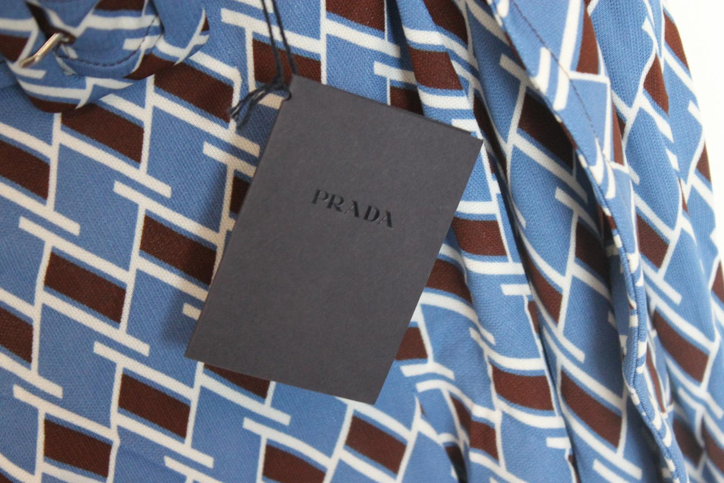 PRADA Ladies Blue/Brown/White Belted Trousers EU36 UK8 NEW