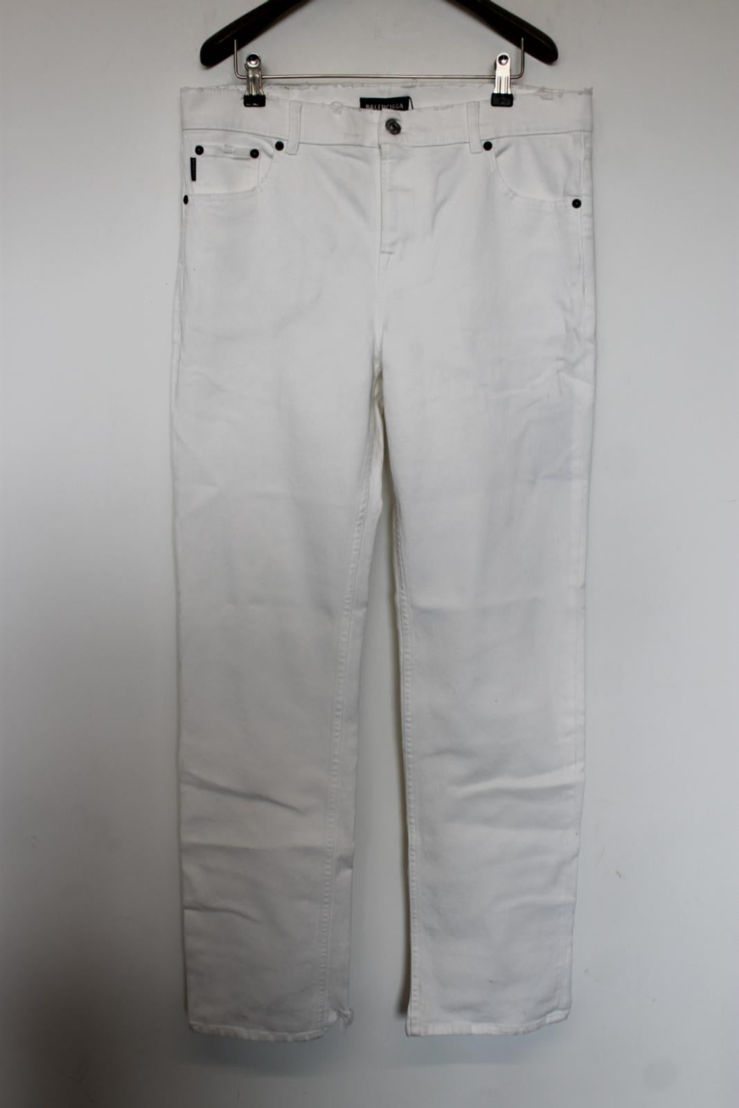 BALENCIAGA Men's White Cotton Denim Straight Jeans Size 36 NEW