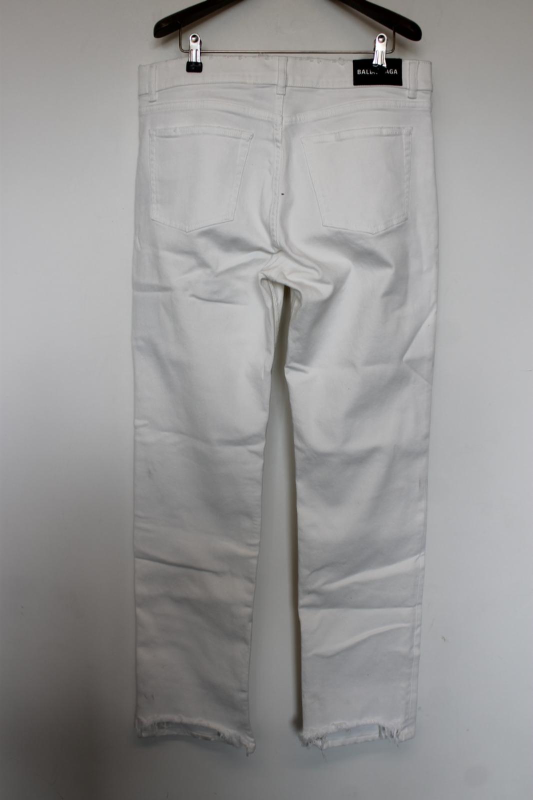 BALENCIAGA Men's White Cotton Denim Straight Jeans Size 36 NEW