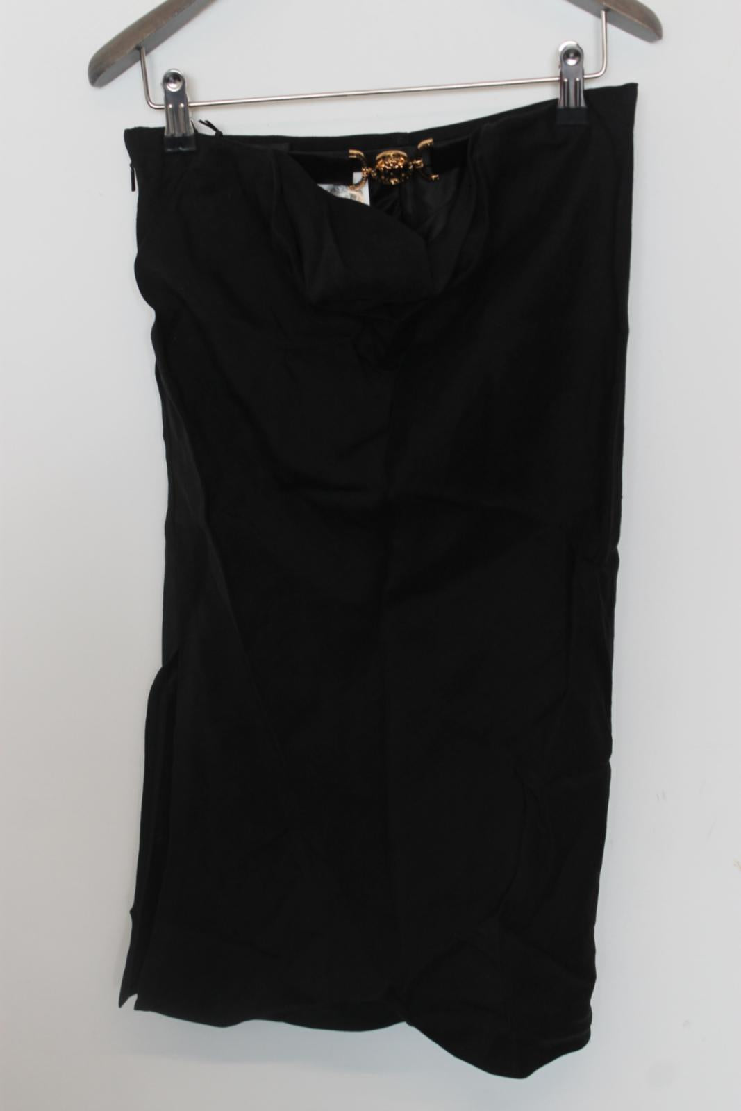 VERSACE Ladies Black Buckle Detail Midi Pencil Skirt EU32 UK4 BNWT