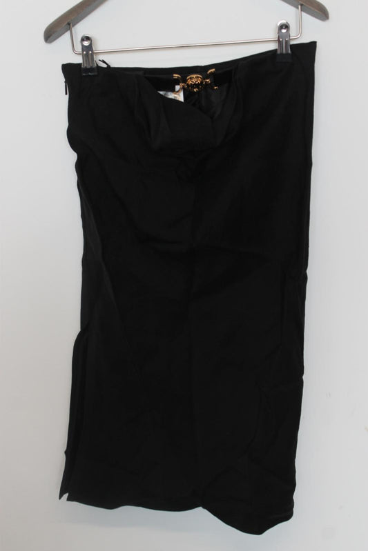 VERSACE Ladies Black Buckle Detail Midi Pencil Skirt EU32 UK4 BNWT