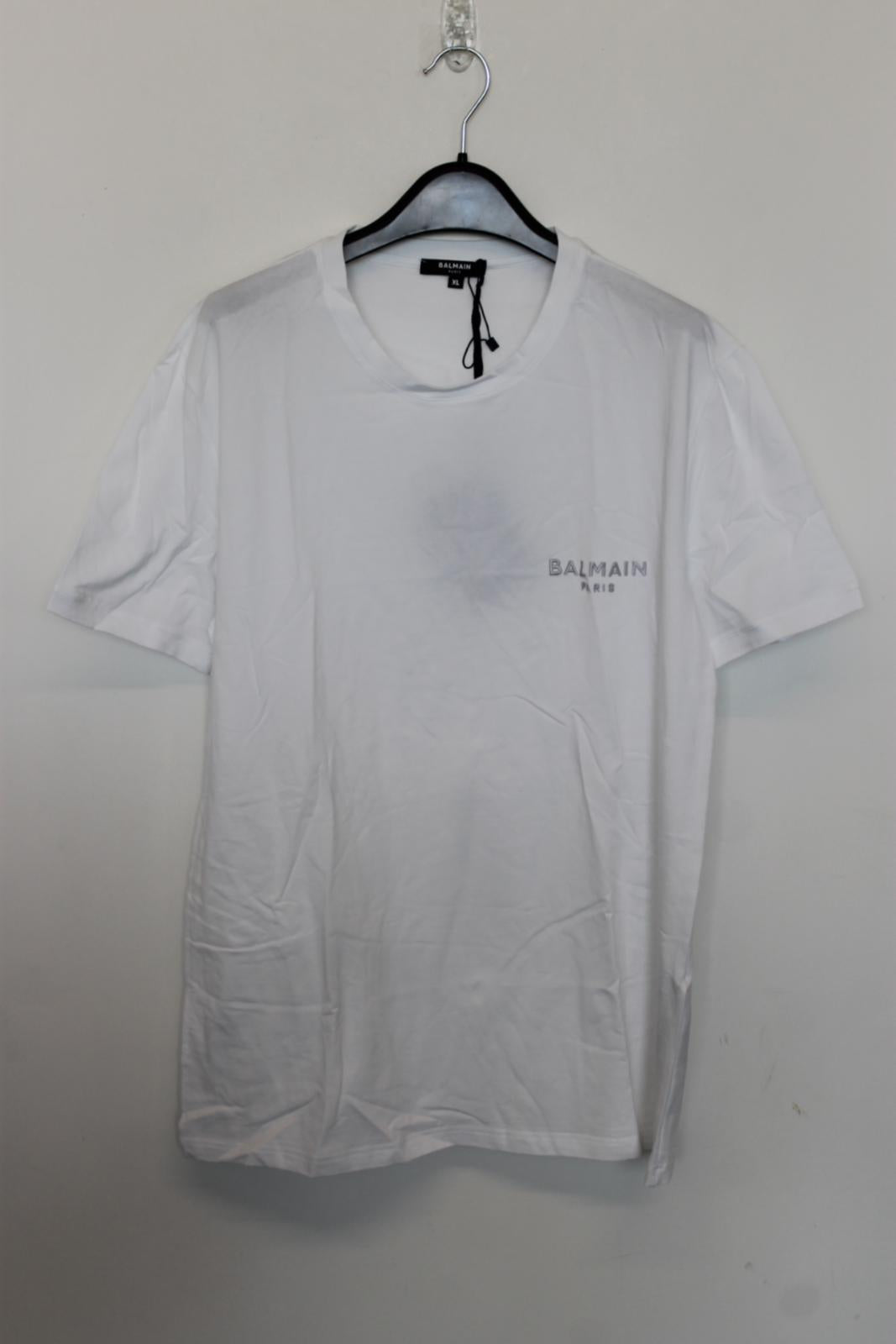 BALMAIN Ladies White Cotton Short Sleeve Embroidered Logo T-Shirt XS BNWT