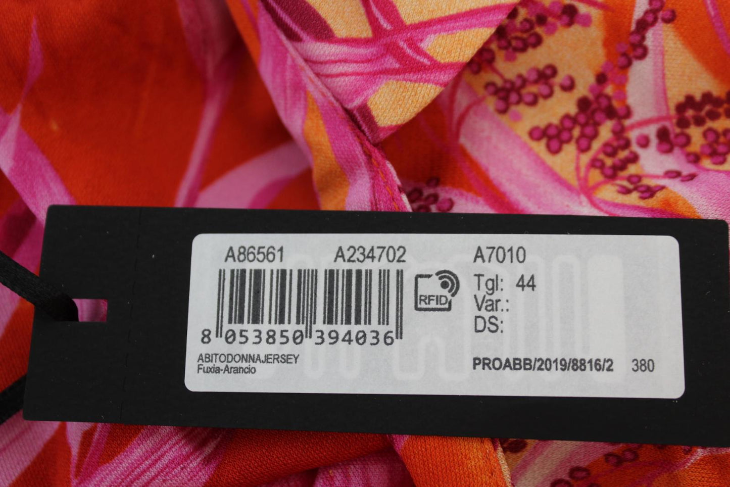 VERSACE Ladies Pink Orange Palm Print Ruched Side Slit Midi Dress IT44 UK12 NEW