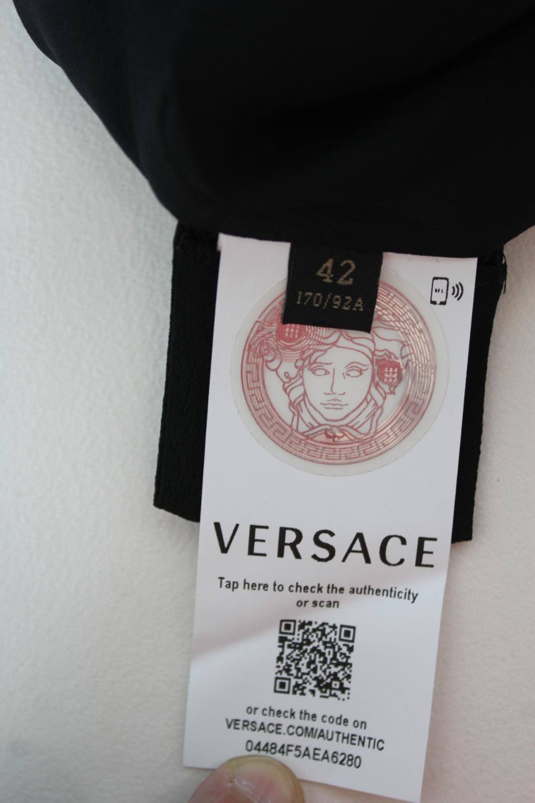 VERSACE Ladies Black Yellow Brooch Detail Baroque Panel Mini Dress IT42 UK10 NEW