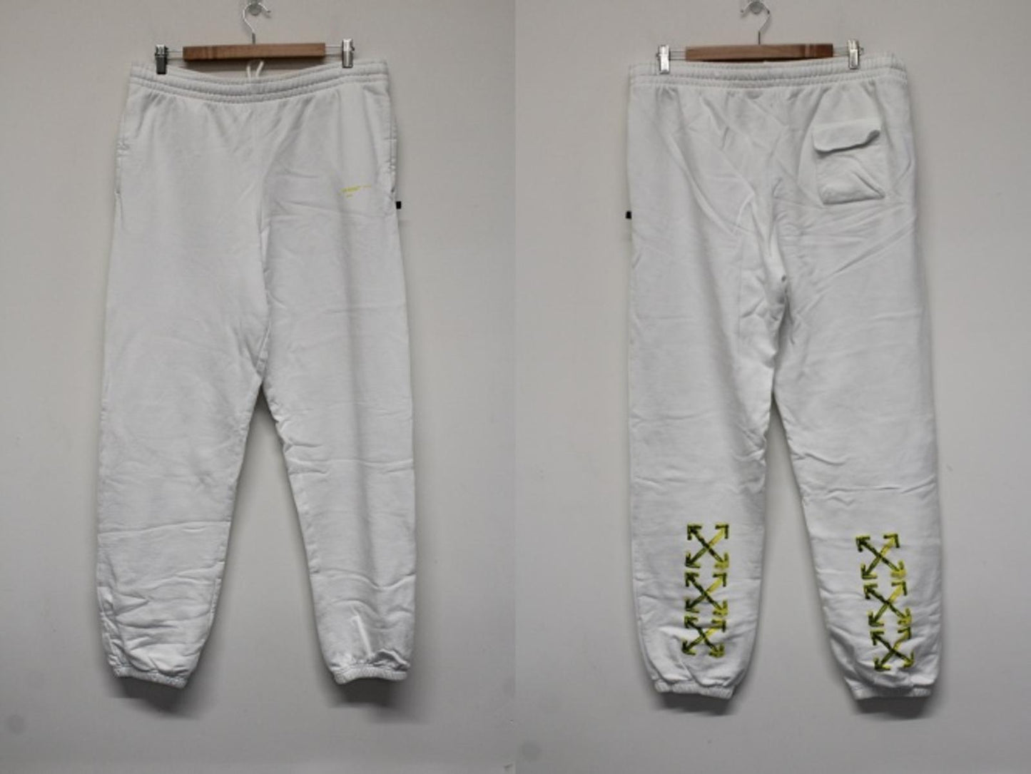 OFF-WHITE Men's White Yellow Acrylic Arrows Cotton Sweat Pants 2XL W36 L34 NEW