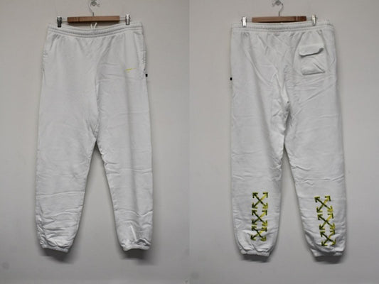 OFF-WHITE Men's White Yellow Acrylic Arrows Cotton Sweat Pants 2XL W36 L34 NEW