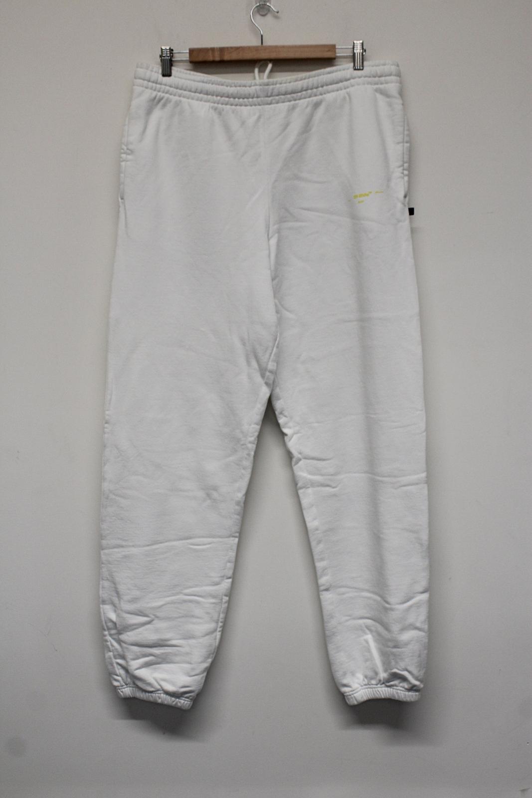 OFF-WHITE Men's White Yellow Acrylic Arrows Cotton Sweat Pants 2XL W36 L34 NEW