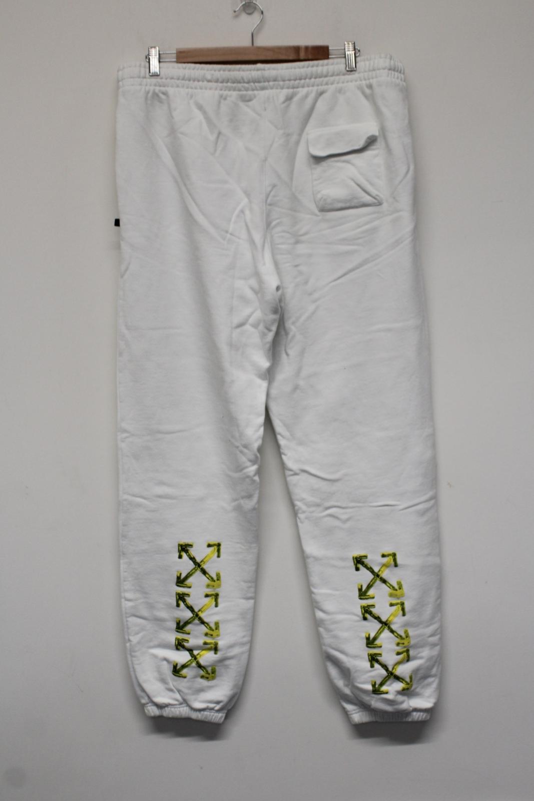 OFF-WHITE Men's White Yellow Acrylic Arrows Cotton Sweat Pants 2XL W36 L34 NEW