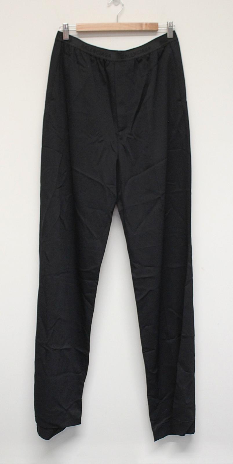 BALENCIAGA Men's Black Elastic Waist Logo Wool Blend Trousers 48/M W32 L35 NEW