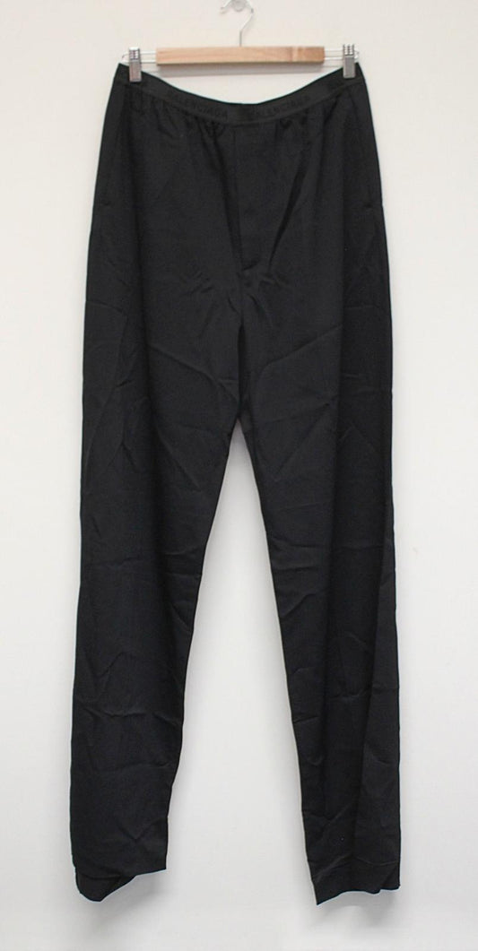 BALENCIAGA Men's Black Elastic Waist Logo Wool Blend Trousers 48/M W32 L35 NEW