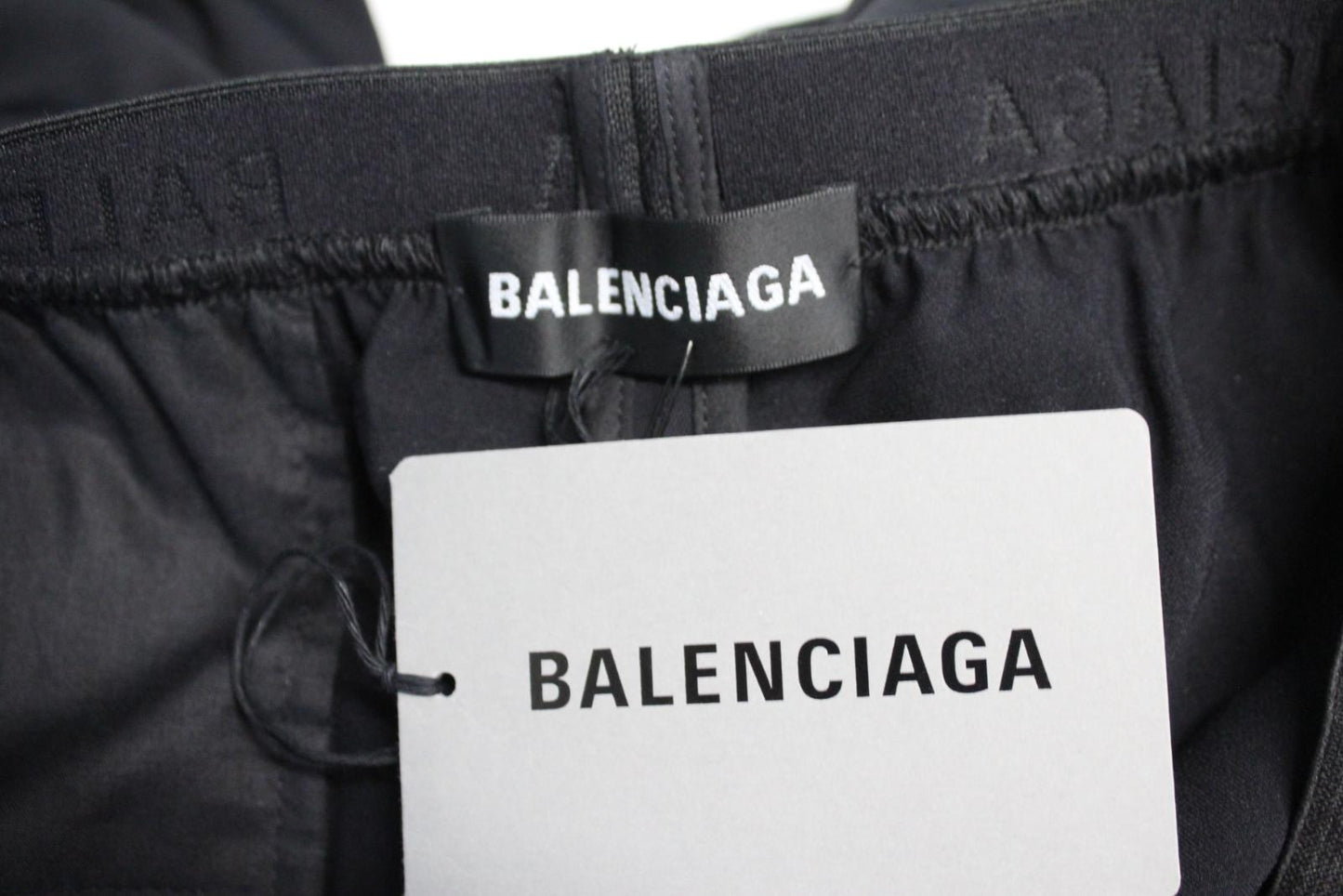 BALENCIAGA Men's Black Elastic Waist Logo Wool Blend Trousers 48/M W32 L35 NEW