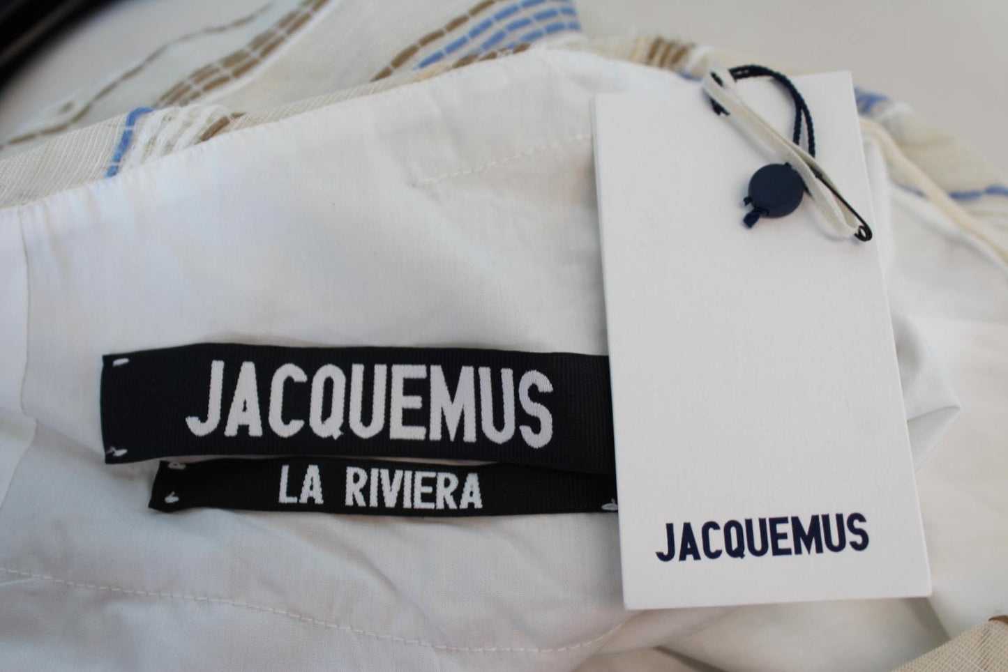 JACQUEMUS Ladies La Robe Spezia Beige Multi Striped Mini Dress EU36 UK8 NEW