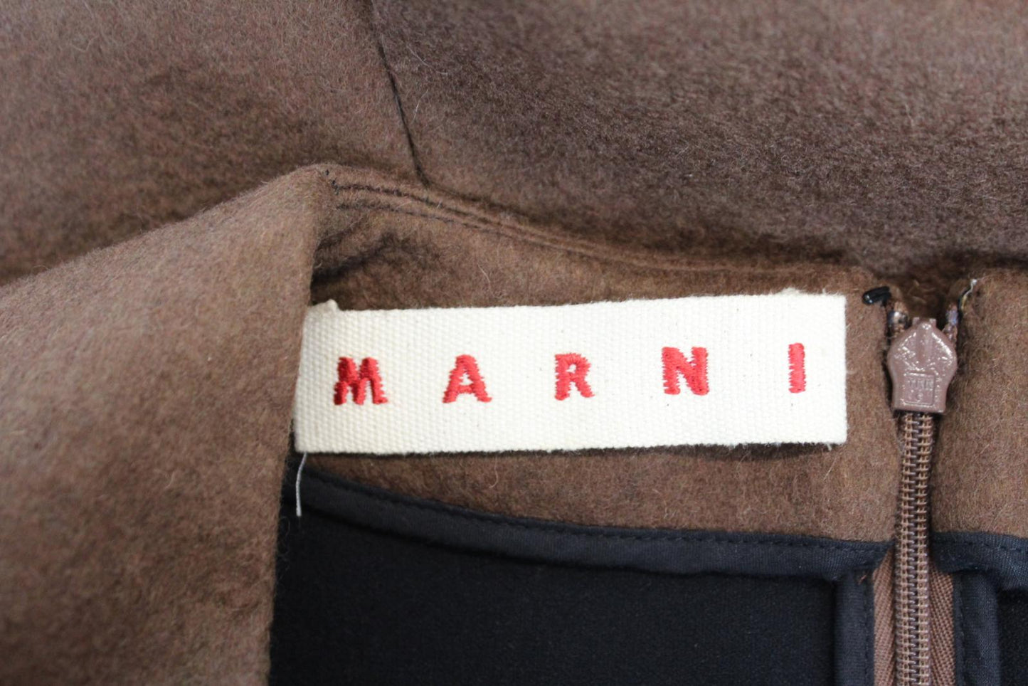 MARNI Ladies Brown Sleeveless Side Split Wool Blend Mini Dress IT38 UK6 NEW