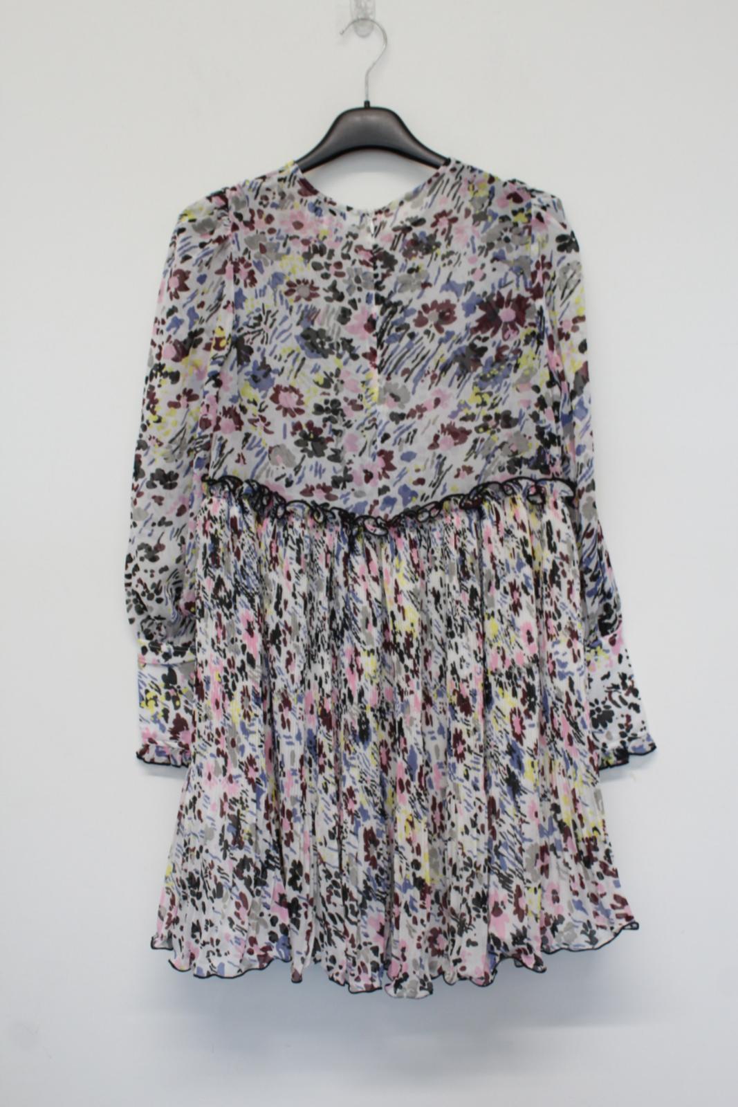 GANNI Ladies Multi-Coloured Floral Plisse Panelled Mini Dress EU36 UK8 NEW