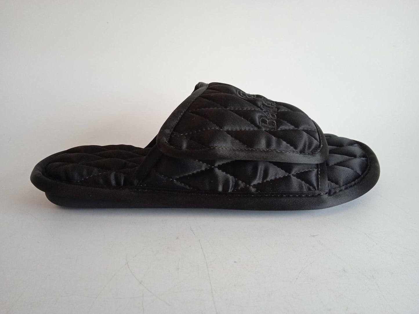 BALENCIAGA Ladies Black Satin Quilted Flat Slider Sandals Size FR38 UK5 NEW