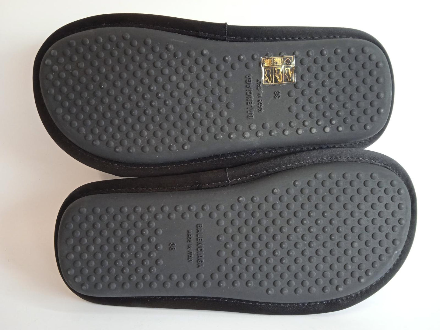 BALENCIAGA Ladies Black Satin Quilted Flat Slider Sandals Size FR38 UK5 NEW