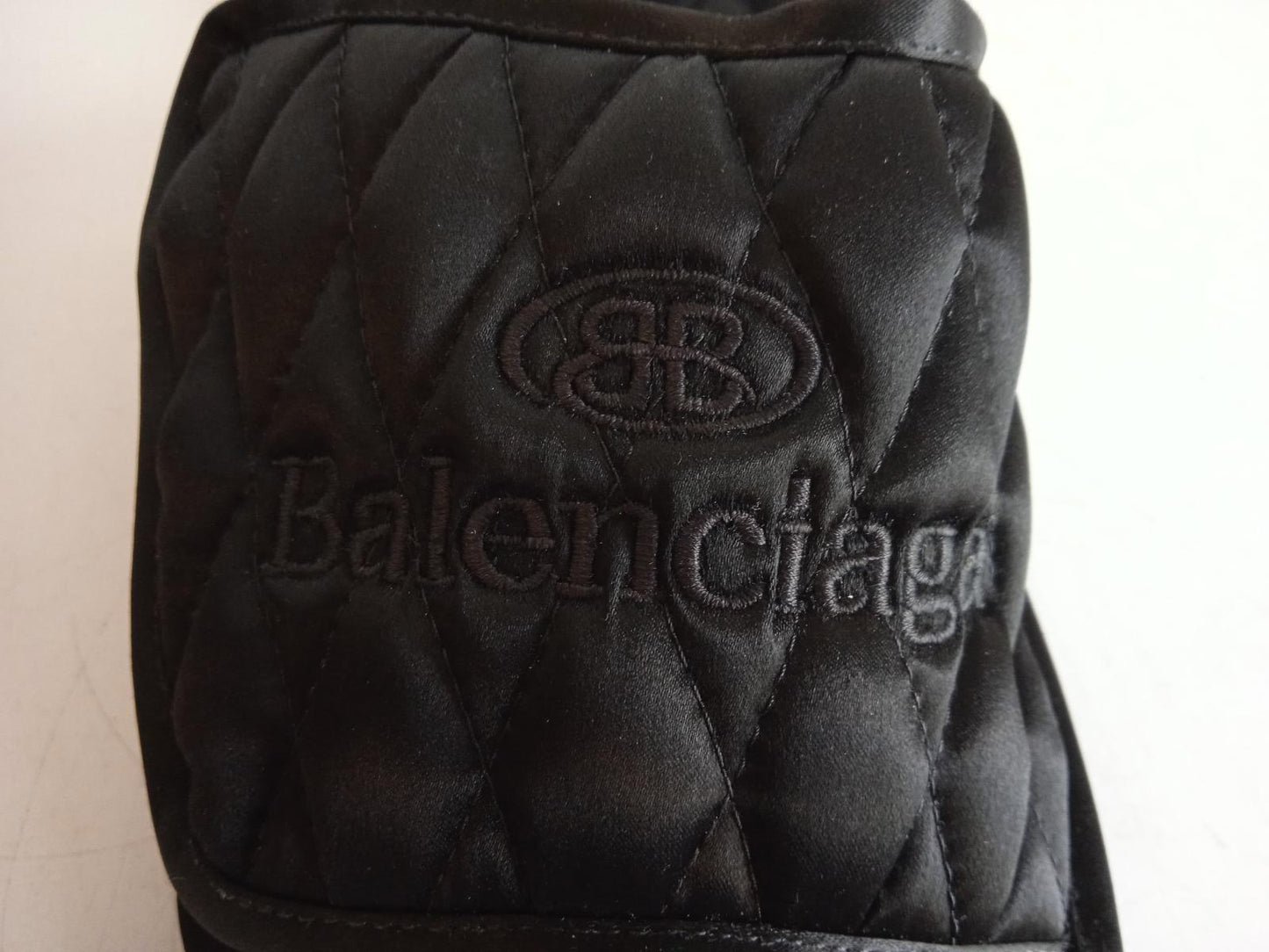 BALENCIAGA Ladies Black Satin Quilted Flat Slider Sandals Size FR38 UK5 NEW