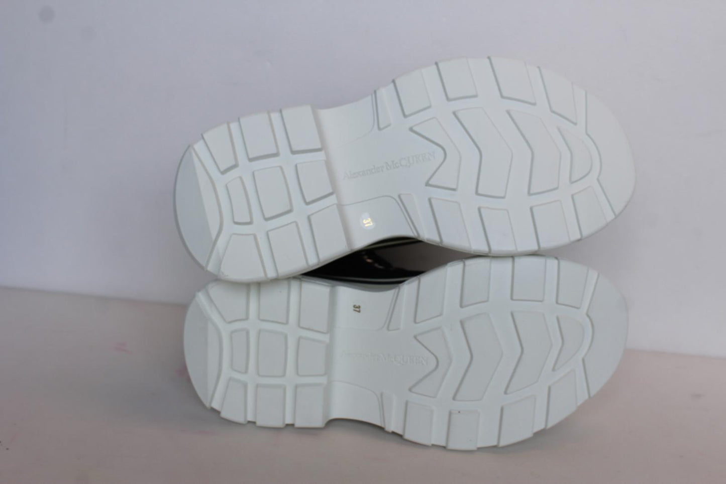 ALEXANDER MCQUEEN Ladies Black White Tread Slick Canvas Boots EU37 UK4 NEW