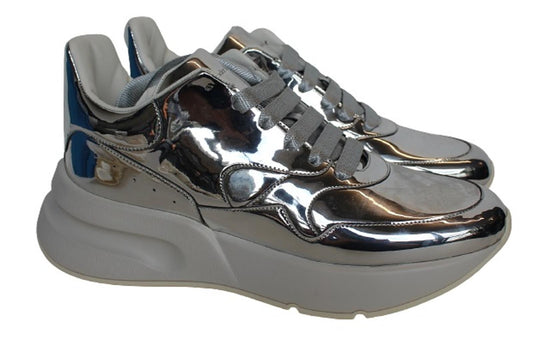 ALEXANDER MCQUEEN Men's Silver Magic Mirror Oversized Runner Trainers UK9 NEW