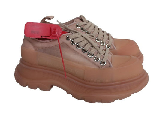 ALEXANDER MCQUEEN Ladies Rose Pink Tread Slick Rubber Trainers EU36.5 UK3.5 NEW