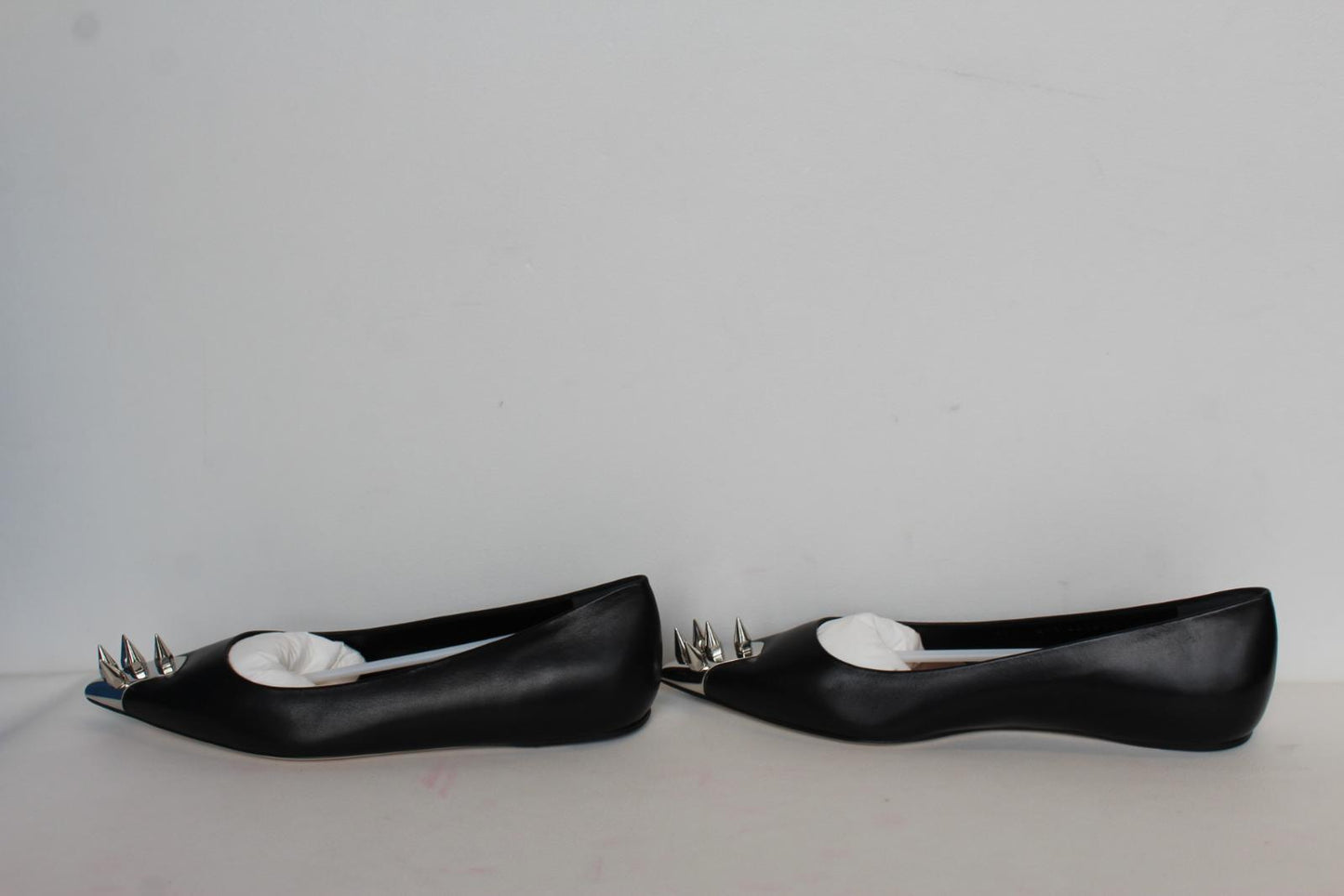 ALEXANDER MCQUEEN Ladies Black Leather Punk Stud Flat Shoes EU36.5 UK3.5 NEW