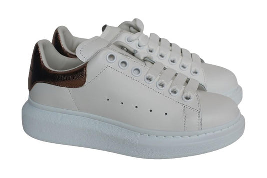 ALEXANDER MCQUEEN Ladies White/Rose Gold Oversized Trainers EU36 UK3 NEW
