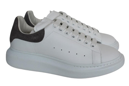 ALEXANDER MCQUEEN Men's White/Lead Crocodile Oversized Leather Trainers UK8 NEW