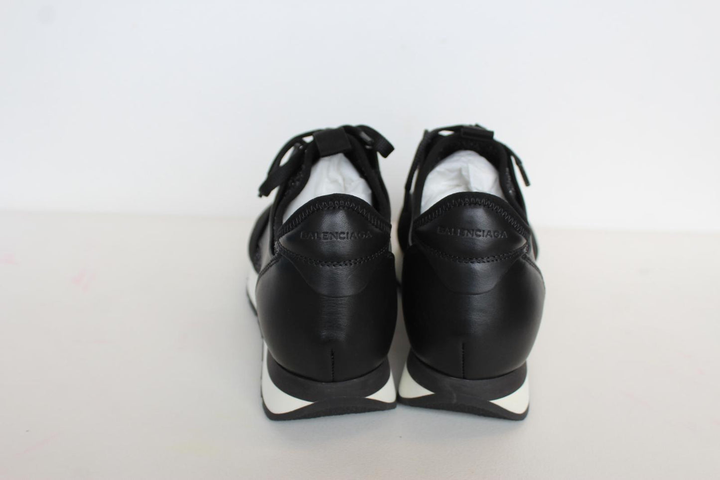 BALENCIAGA Ladies Black Glitter Fabric/Leather Race Runner Trainers EU36 UK3 NEW