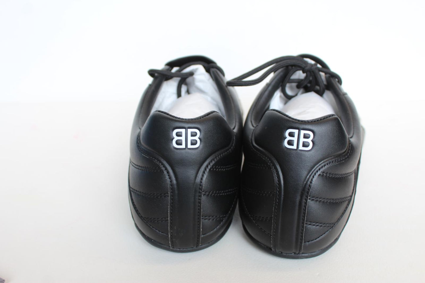 BALENCIAGA Men's Black Quilted White Logo Low Top Trainers EU45 UK11 NEW