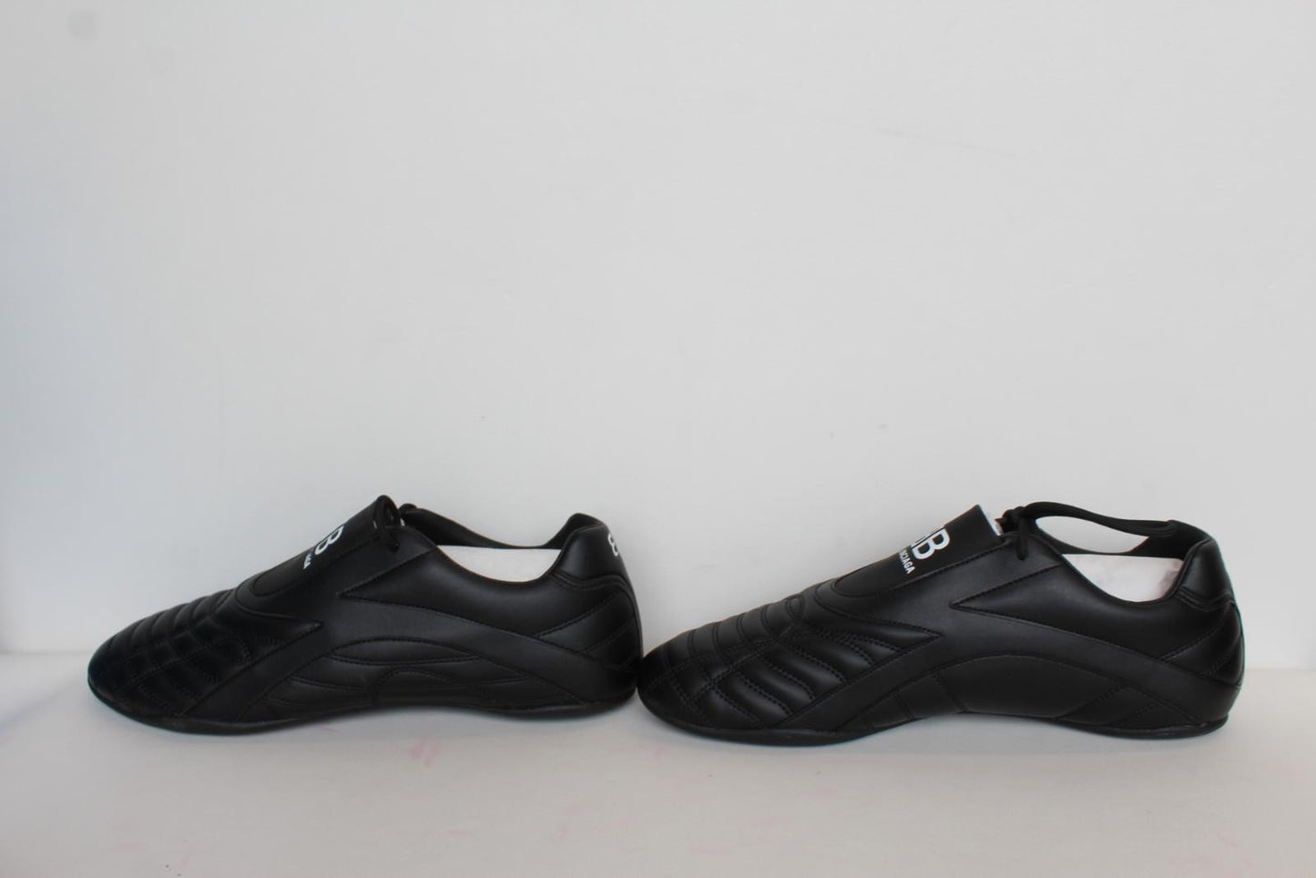 BALENCIAGA Men's Black Quilted White Logo Low Top Trainers EU45 UK11 NEW