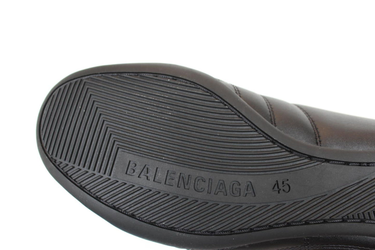 BALENCIAGA Men's Black Quilted White Logo Low Top Trainers EU45 UK11 NEW
