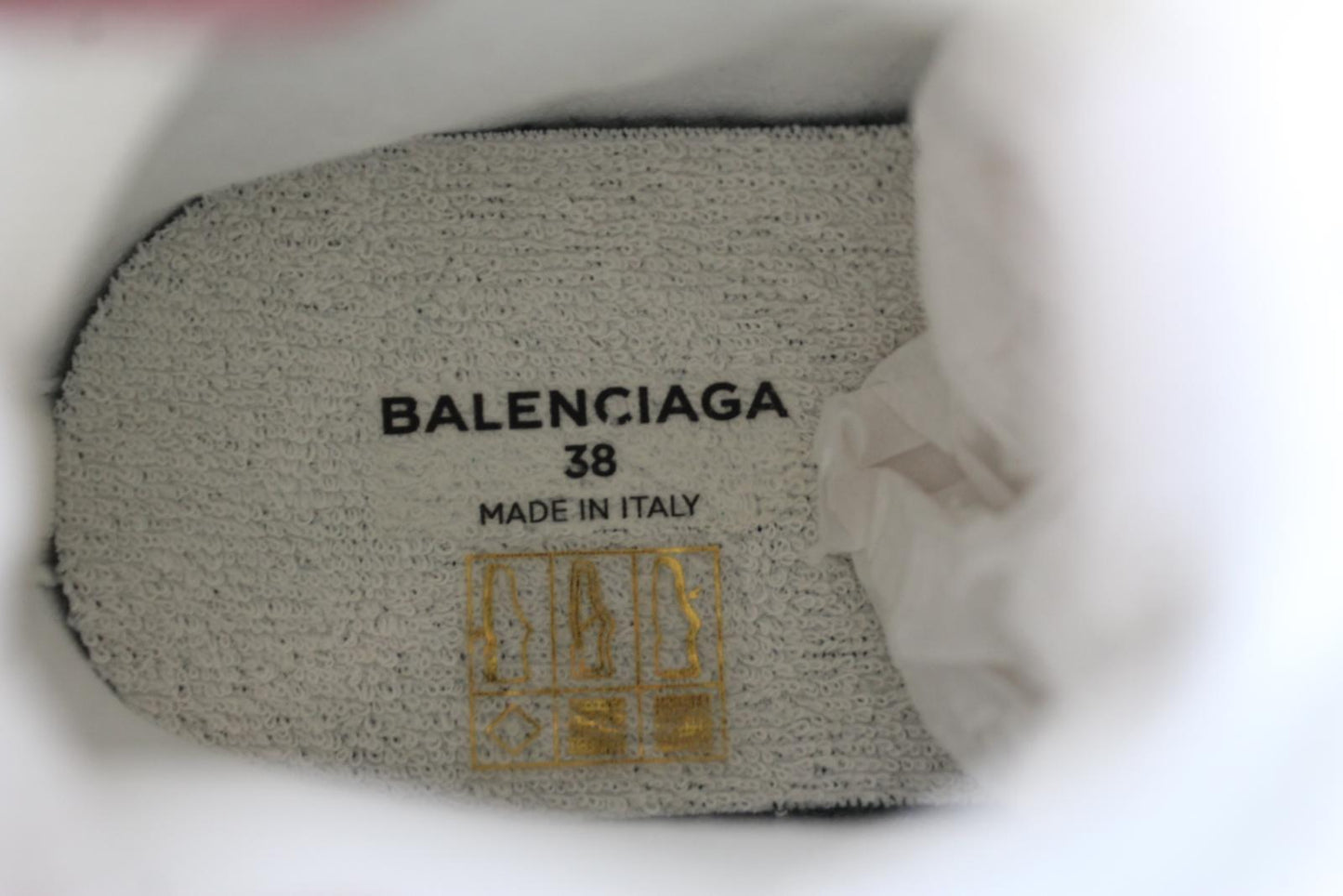 BALENCIAGA Ladies White Red Knitted Mesh Speed Lace Up Trainers EU38 UK5 NEW