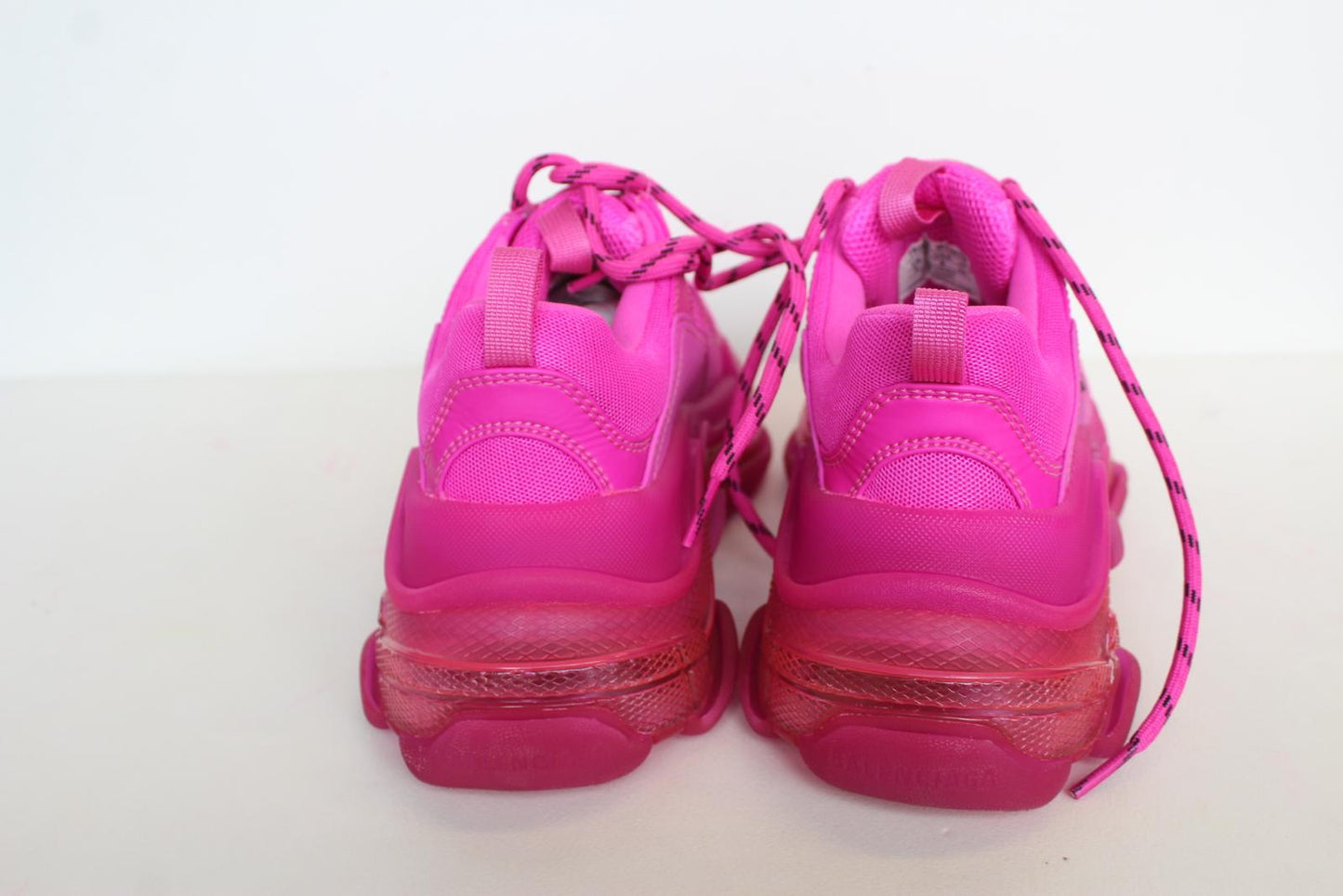 BALENCIAGA Ladies Triple S Fuchsia Pink Mesh/Faux Leather Trainers EU38 UK5 NEW