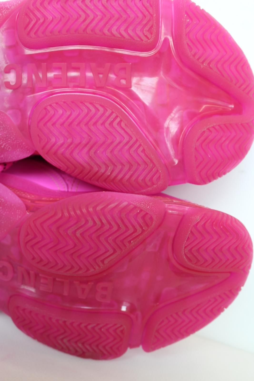 BALENCIAGA Ladies Triple S Fuchsia Pink Mesh/Faux Leather Trainers EU38 UK5 NEW