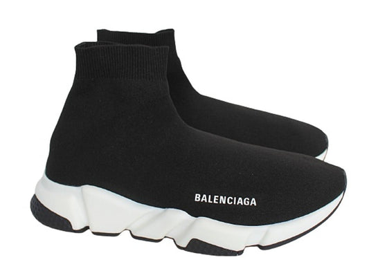 BALENCIAGA Men's Black White Speed Recycled Knit Trainers Sneakers EU41 UK7 NEW