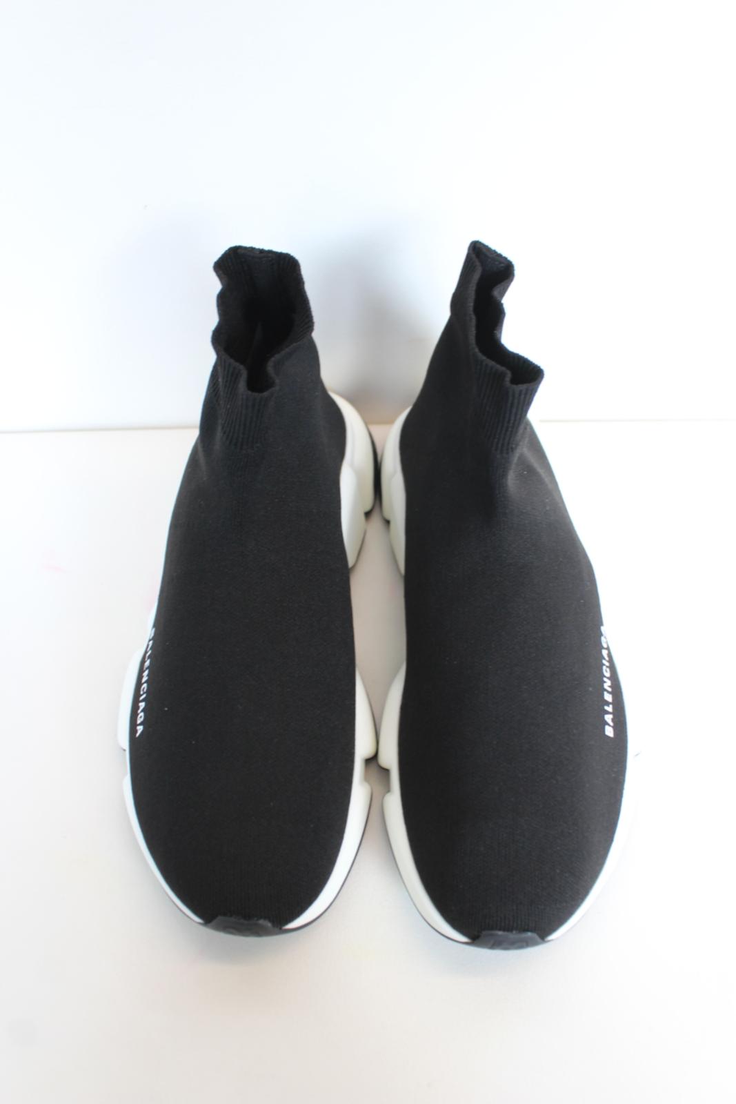 BALENCIAGA Men's Black White Speed Recycled Knit Trainers Sneakers EU41 UK7 NEW