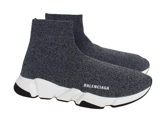 BALENCIAGA Men's Speed LT Black Grey White Knitted Hi Trainers EU45 UK11 NEW