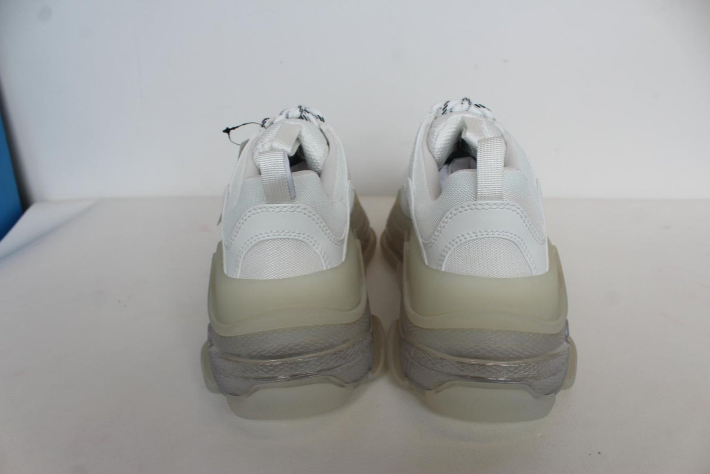 BALENCIAGA Ladies Triple S White Clear Soles Mesh Faux Leather Trainers UK6 NEW