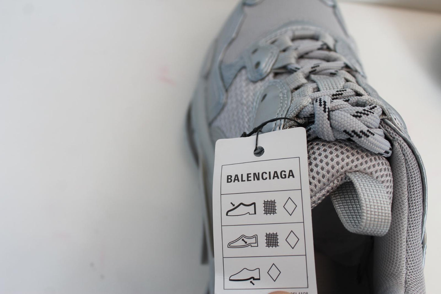 BALENCIAGA Ladies Triple S Metallic Silver Mesh & Faux Leather Trainers UK3 NEW