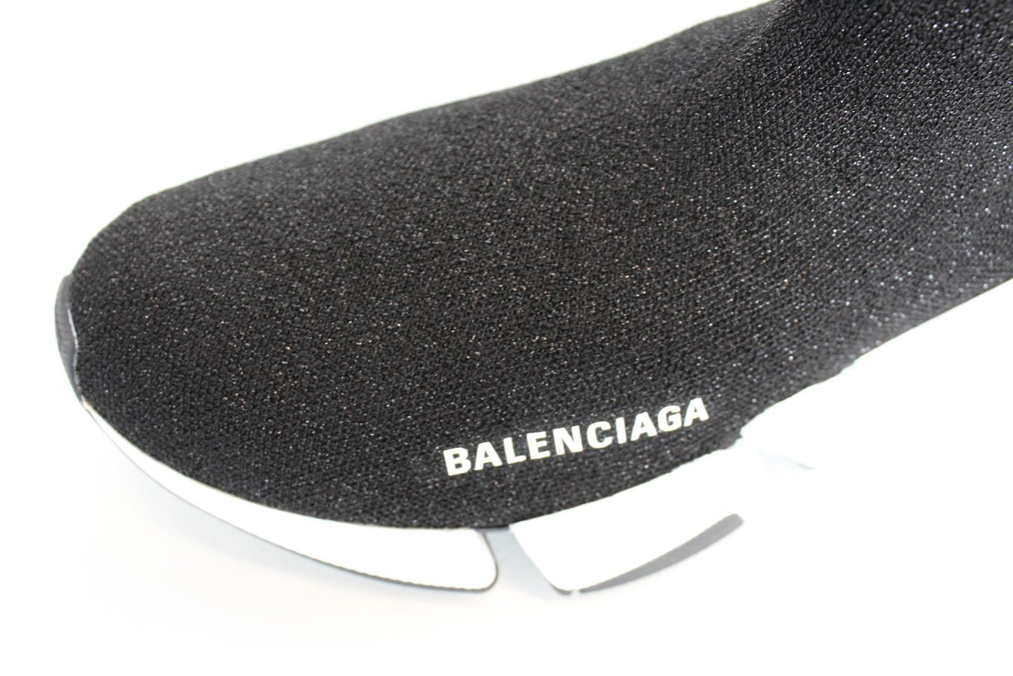 BALENCIAGA Ladies Speed 2.0 LT Black White Logo Shiny Knit Trainers EU38 UK5 NEW