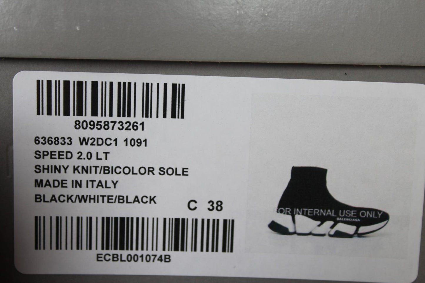 BALENCIAGA Ladies Speed 2.0 LT Black White Logo Shiny Knit Trainers EU38 UK5 NEW