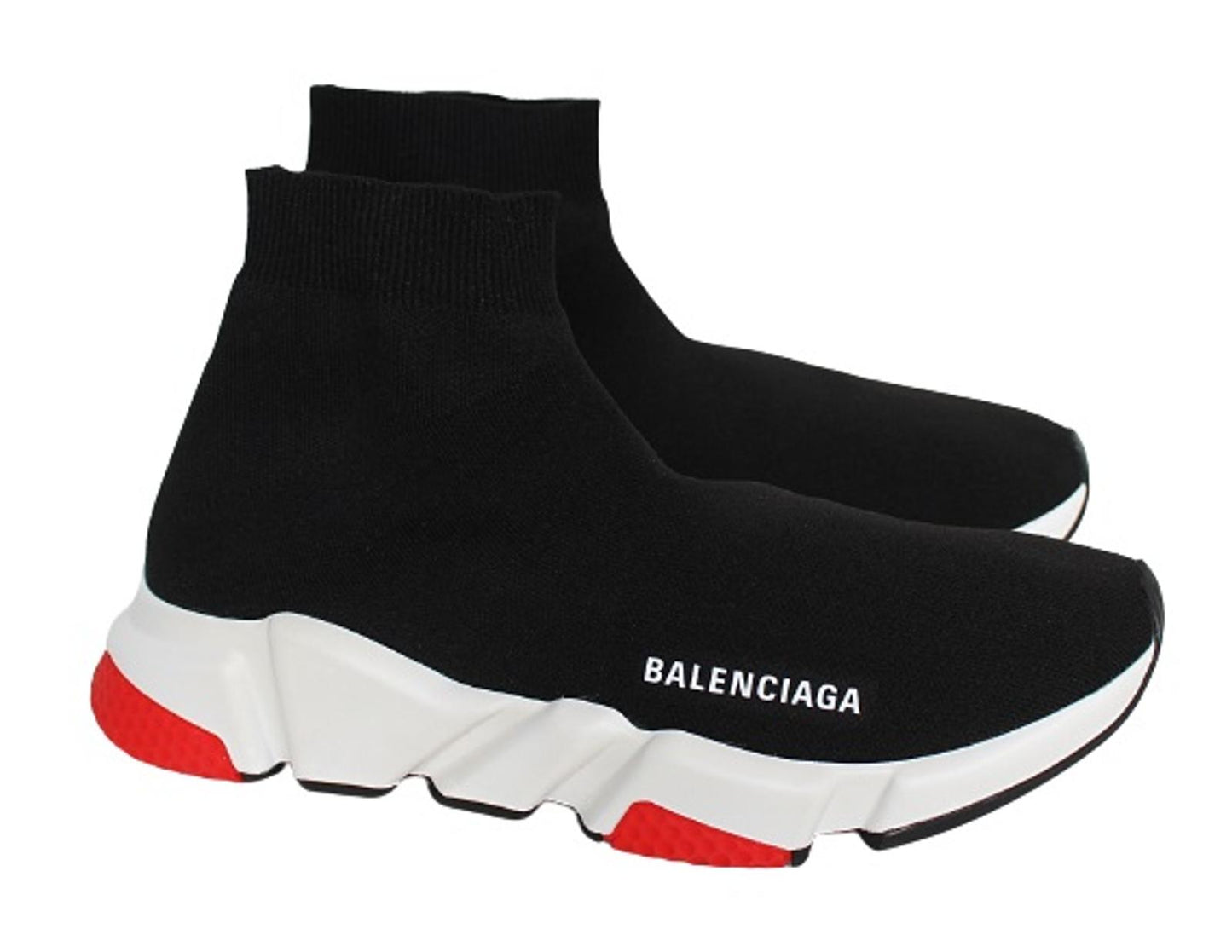 BALENCIAGA Ladies Black Red White Speed Sock Knitted Trainers EU40 UK7 NEW