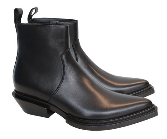BALENCIAGA Ladies Black Leather White Logo Side Zip Ankle Boots EU38 UK5 NEW
