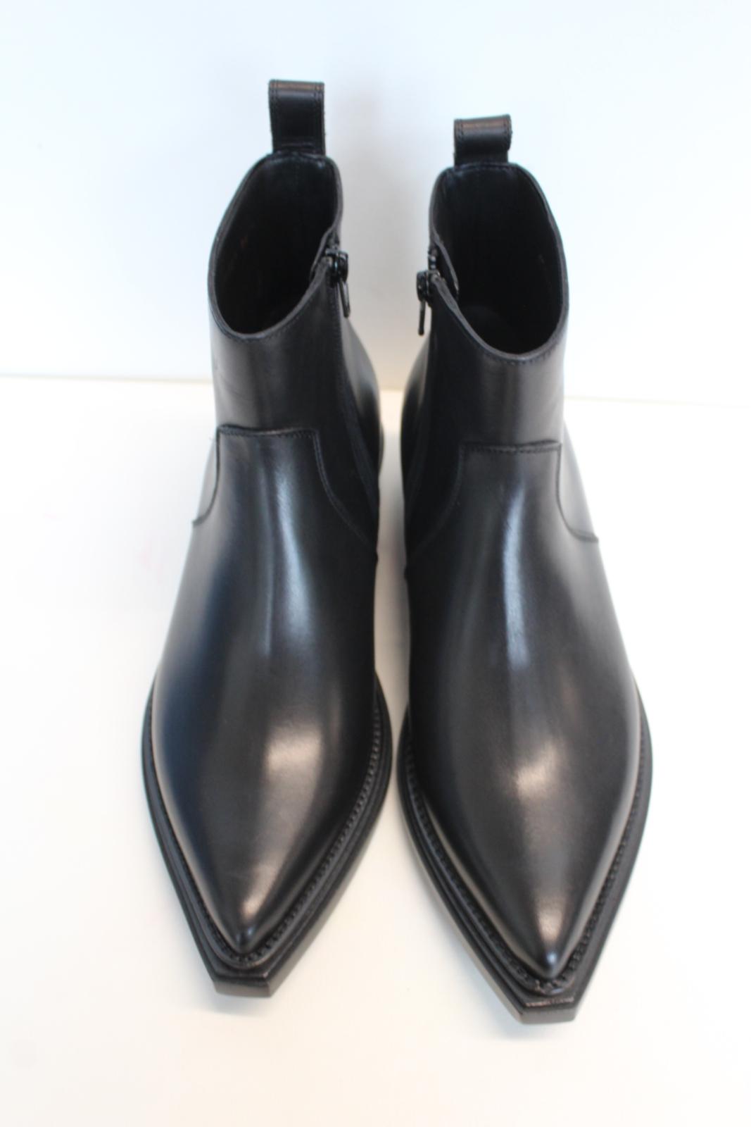 BALENCIAGA Ladies Black Leather White Logo Side Zip Ankle Boots EU38 UK5 NEW
