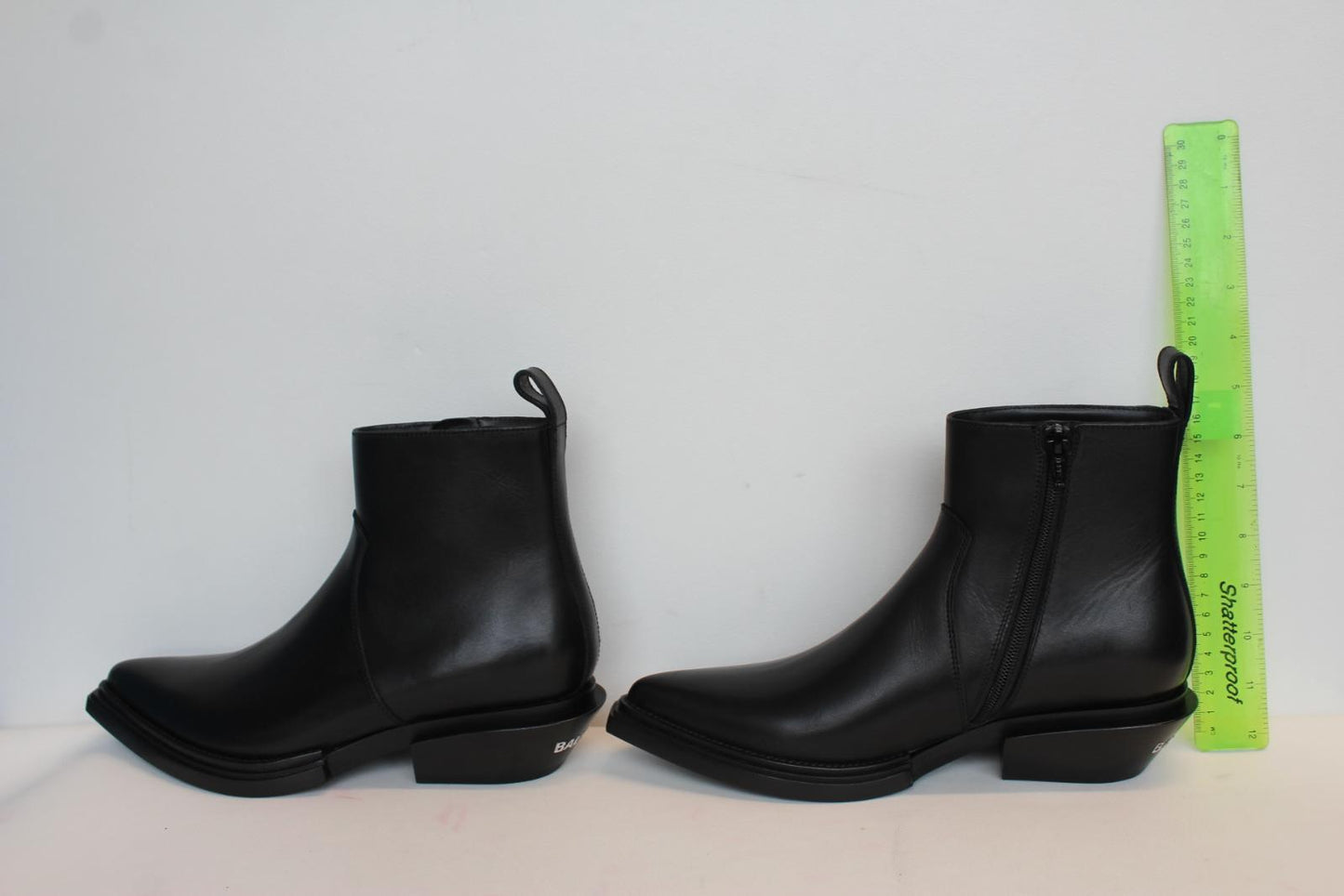 BALENCIAGA Ladies Black Leather White Logo Side Zip Ankle Boots EU38 UK5 NEW