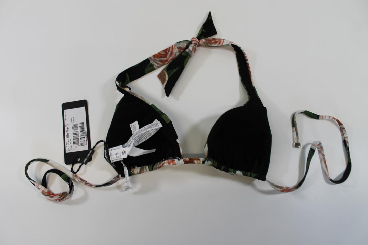 DOLCE & GABBANA Ladies Multicolour Rose Print Halter Bikini Top Size XS BNWT