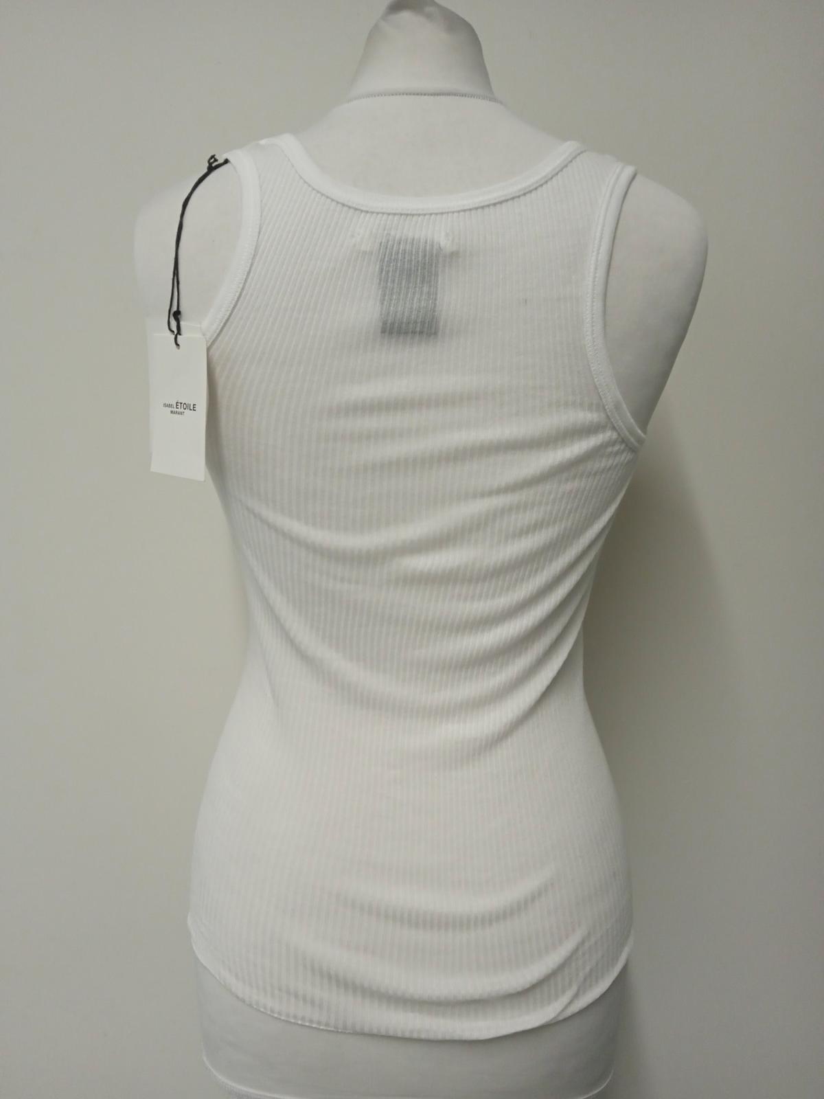 ISABEL MARANT Ladies White Cotton Round Neck Ribbed Tank Top Size UK S NEW