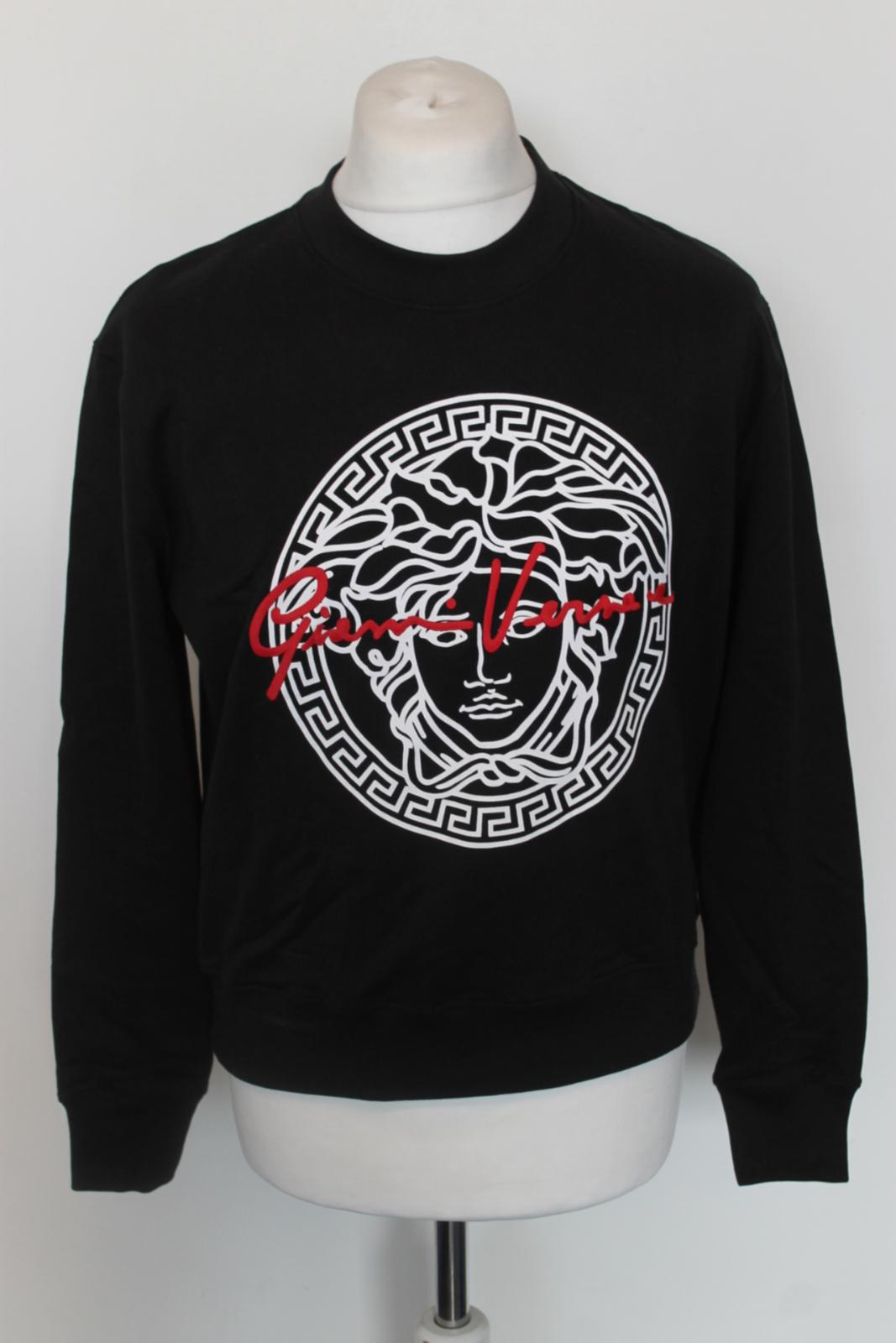 VERSACE Men's Black Cotton Medusa Print Long Sleeve Sweatshirt Jumper L BNWT