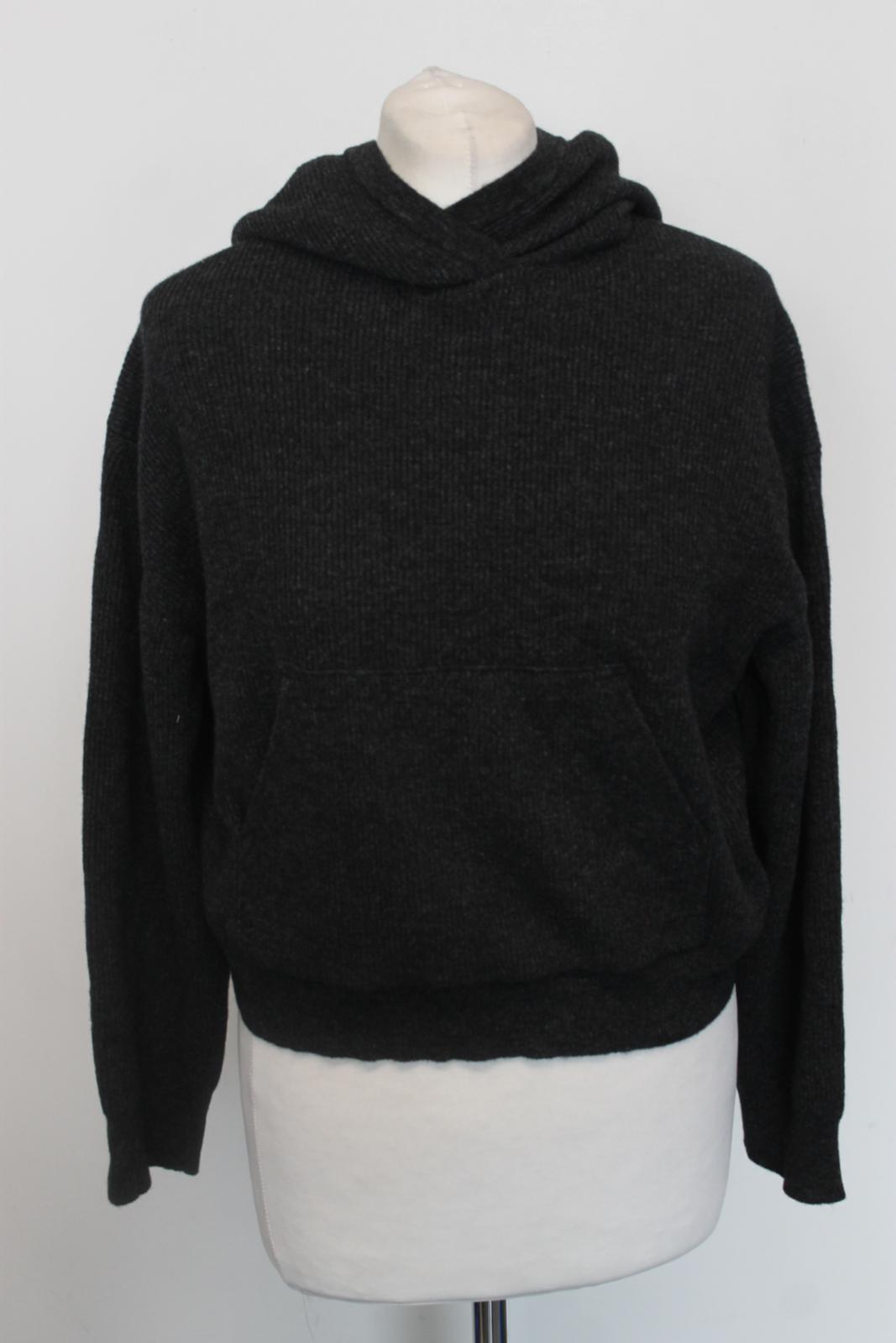 NANUSHKA Ladies Black Merino/Cashmere Cropped Knit Hoodie Jumper Size XS BNWT